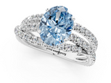 White gold Fancy Blue Oval  Solitaire Twist Band with Pavé Setting and Four-Prong Setting_105
