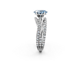 White gold Fancy Blue Oval  Solitaire Twist Band with Pavé Setting and Four-Prong Setting_106