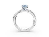 White gold Fancy Blue Oval  Solitaire Twist Band with Pavé Setting and Four-Prong Setting_107