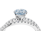 White gold Fancy Blue Oval  Solitaire Twist Band with Pavé Setting and Four-Prong Setting_114