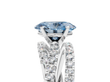 White gold Fancy Blue Oval  Solitaire Twist Band with Pavé Setting and Four-Prong Setting_115