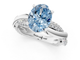 White gold Fancy Blue Oval  Solitaire Twist Band with Pave Prong Setting_25