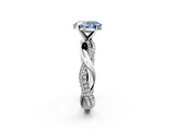 White gold Fancy Blue Oval  Solitaire Twist Band with Pave Prong Setting_26