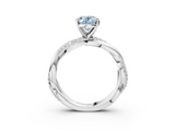 White gold Fancy Blue Oval  Solitaire Twist Band with Pave Prong Setting_27
