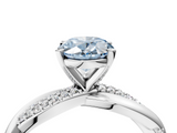 White gold Fancy Blue Oval  Solitaire Twist Band with Pave Prong Setting_28