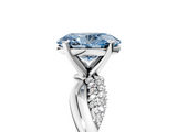 White gold Fancy Blue Oval  Solitaire Twist Band with Pave Prong Setting_29