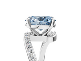 White gold Fancy Blue Oval  Solitaire Twist Band with Pave Set Diamonds and Four-Prong Setting_153