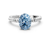 White gold Fancy Blue Oval  Solitaire Twisted Band Prong Set Engagement Ring_61