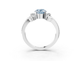 White gold Fancy Blue Oval  Solitaire Twisted Band Scroll Prong Ring_6