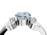 White gold Fancy Blue Oval  Solitaire Twisted Band Scroll Prong Ring_7