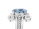 White gold Fancy Blue Oval  Solitaire Twisted Band Scroll Prong Ring_8
