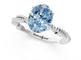 White gold Fancy Blue Oval  Solitaire Twisted Band with Bead Prong Setting_395