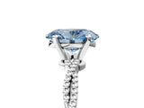 White gold Fancy Blue Oval  Solitaire Twisted Band with Bead Prong Setting_402