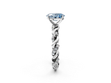 White gold Fancy Blue Oval  Solitaire Twisted Band with Pavé Accents and Four-Prong Setting_5