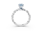 White gold Fancy Blue Oval  Solitaire Twisted Band with Pavé Accents and Four-Prong Setting_6