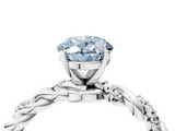White gold Fancy Blue Oval  Solitaire Twisted Band with Pavé Accents and Four-Prong Setting_7