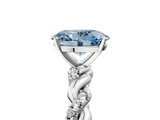 White gold Fancy Blue Oval  Solitaire Twisted Band with Pavé Accents and Four-Prong Setting_8