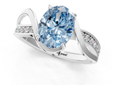 White gold Fancy Blue Oval  Solitaire Twisted Band with Prong Setting_4