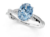 White gold Fancy Blue Oval  Solitaire Twisted Pave Diamond Ring with Four-Prong Setting_13