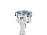 White gold Fancy Blue Oval  Solitaire Twisted Pave Diamond Ring with Four-Prong Setting_133