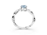 White gold Fancy Blue Oval  Solitaire Twisted Pave Diamond Ring with Four-Prong Setting_136