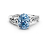 White gold Fancy Blue Oval  Solitaire Vine Band with Milgrain Prong Setting_3