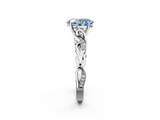 White gold Fancy Blue Oval  Solitaire Vine Band with Milgrain Prong Setting_5