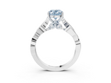 White gold Fancy Blue Oval  Solitaire Vine Band with Milgrain Prong Setting_6