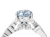 White gold Fancy Blue Oval  Solitaire Vine Band with Milgrain Prong Setting_7