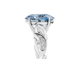 White gold Fancy Blue Oval  Solitaire Vine Band with Milgrain Prong Setting_8