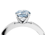 White gold Fancy Blue Oval  Solitaire with Pavé Band and Four-Prong Setting_301