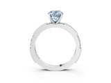 White gold Fancy Blue Oval  Solitaire with Pavé Band and Four-Prong Setting_304