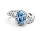 White gold Fancy Blue Oval  Solitaire with Pavé Twist Band and Four-Prong Setting_118