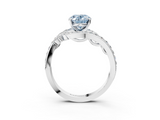 White gold Fancy Blue Oval  Solitaire with Pavé Twist Band and Four-Prong Setting_122