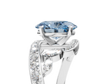 White gold Fancy Blue Oval  Solitaire with Pavé Twist Band and Four-Prong Setting_122