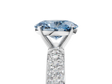 White gold Fancy Blue Oval  Solitaire with Pave Band and Four-Prong Setting_8