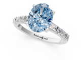 White gold Fancy Blue Oval  Solitaire with Side Baguettes and Channel Set Band_118