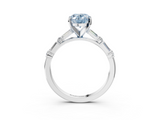 White gold Fancy Blue Oval  Solitaire with Side Baguettes and Channel Set Band_120