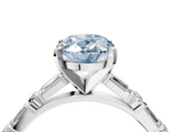 White gold Fancy Blue Oval  Solitaire with Side Baguettes and Channel Set Band_121
