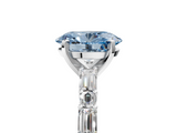 White gold Fancy Blue Oval  Solitaire with Side Baguettes and Channel Set Band_122