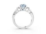 White gold Fancy Blue Oval  Three-Stone Diamond Ring with Pavé Split Shank and Four-Prong Setting_78