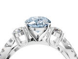 White gold Fancy Blue Oval  Three-Stone Diamond Ring with Pavé Split Shank and Four-Prong Setting_79