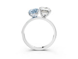White gold Fancy Blue Oval  and Emerald Cut Toi Moi Ring with Prong Setting_66