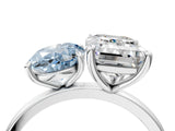 White gold Fancy Blue Oval  and Emerald Cut Toi Moi Ring with Prong Setting_67