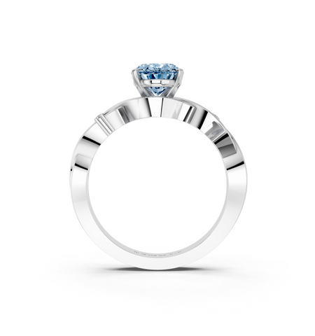 White gold Fancy Blue Oval cut Solitaire Twisted Band Prong Setting Ring_9