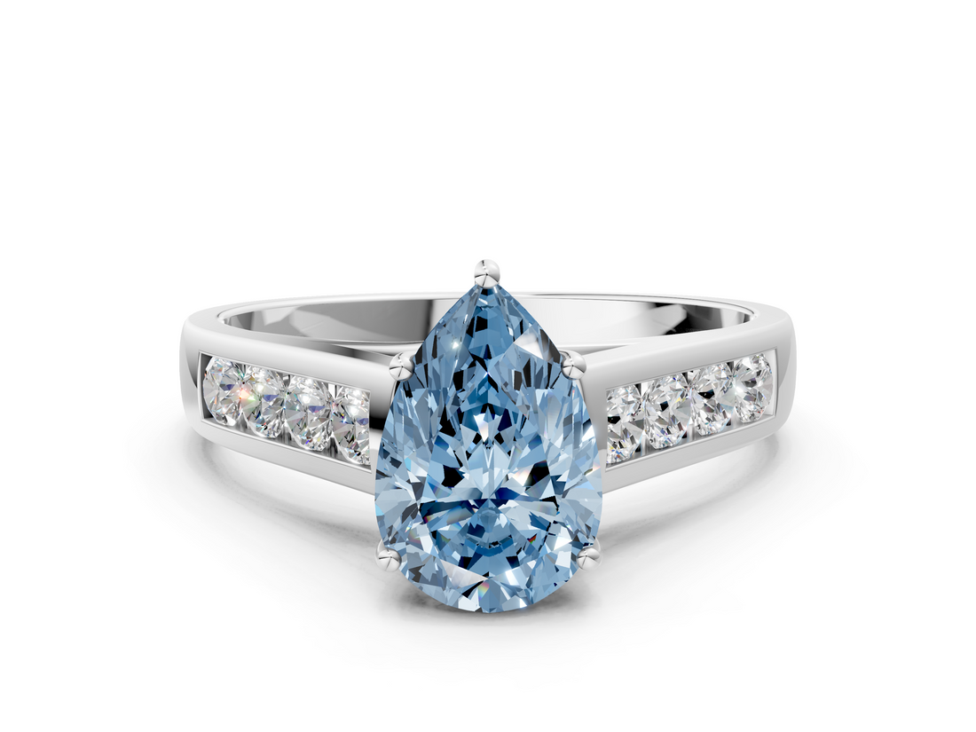 White gold Fancy Blue Pear  Brilliant Channel-Set Solitaire Ring with Four-Prong Setting_20
