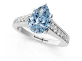 White gold Fancy Blue Pear  Brilliant Cut Diamond Engagement Ring with Pavé Band and Four-Prong Setting_50