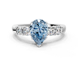White gold Fancy Blue Pear  Brilliant Cut Diamond Five-Stone Prong Set Engagement Ring with Channel Band_3