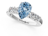 White gold Fancy Blue Pear  Brilliant Cut Diamond Five-Stone Prong Set Engagement Ring with Channel Band_4