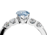 White gold Fancy Blue Pear  Brilliant Cut Diamond Five-Stone Prong Set Engagement Ring with Channel Band_7